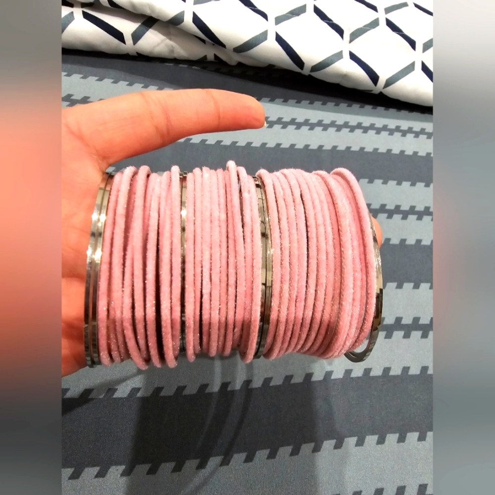 Indian velvet bangles pink